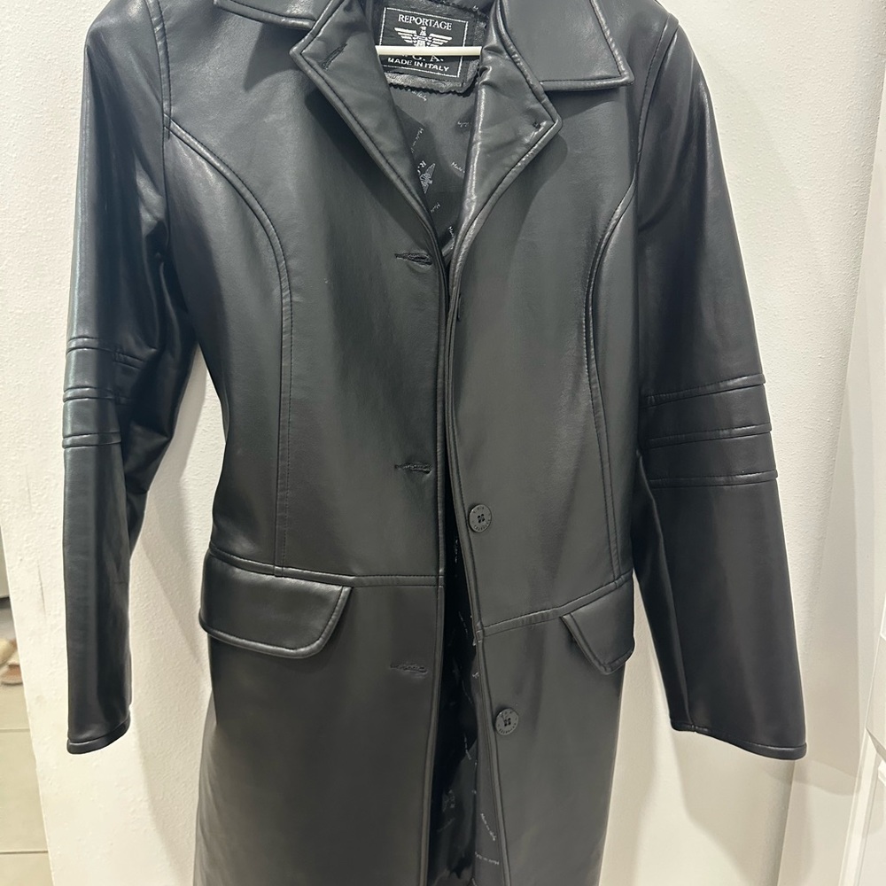 Reportage R.G.A made in Italy Black Leather Coat